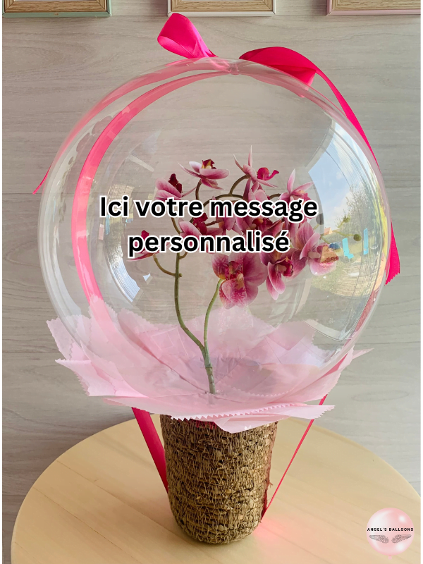 Bulle fleurie Anaïs personnalisable avec orchidée rose et son panier – Image 2